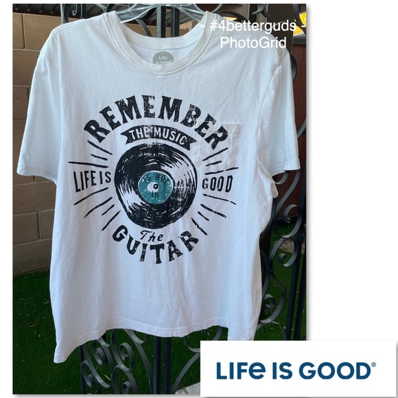 Life Is Good Sleep Short Sleeve Cotton Shirt Remember the Music The Guitar LG - Picture 10 of 10
